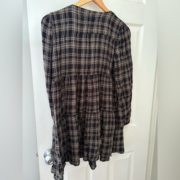 Urban Outfitters check tiered mini dress oversized long sleeve size small - Picture 8 of 12